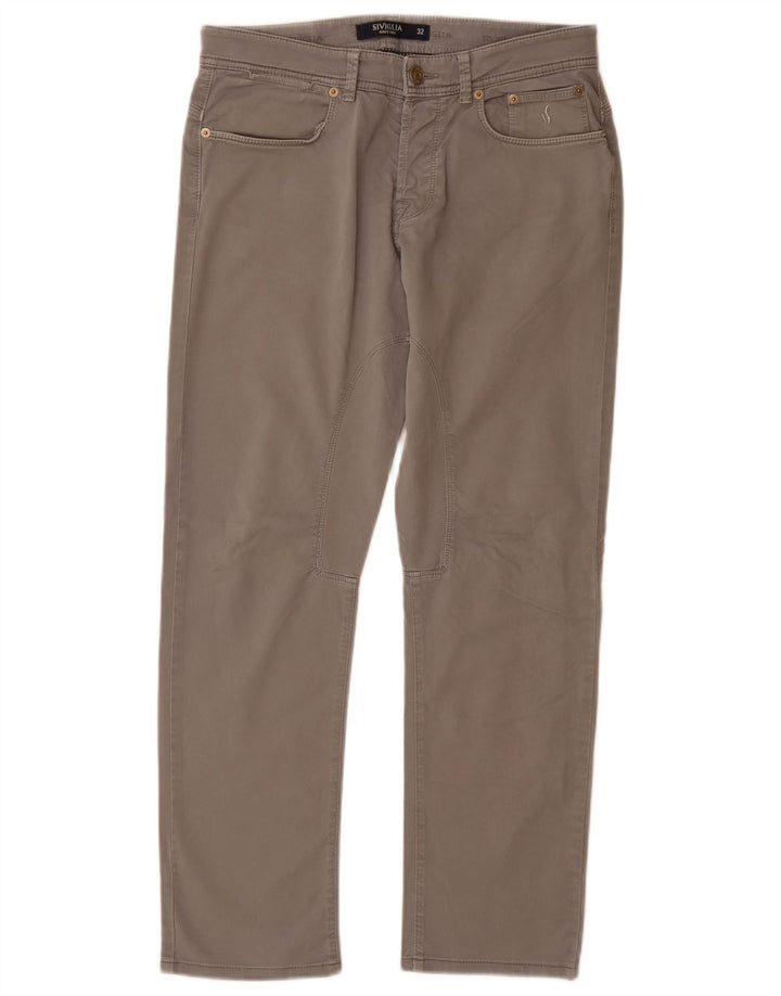 SIVIGLIA Damen Straight Jeans W32 L30 Graue Baumwolle