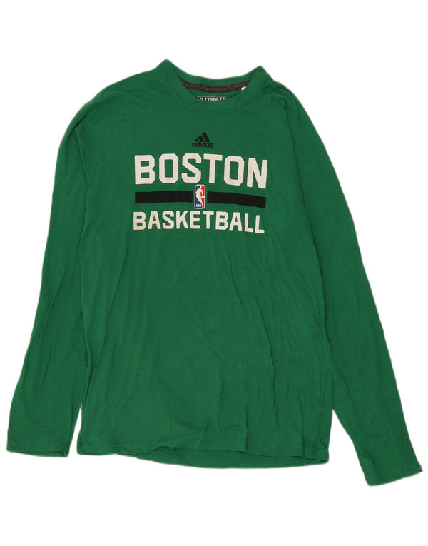Adidas Mens Boston Celtics Graphic Top Long Sleeve Medium Green Polyester
