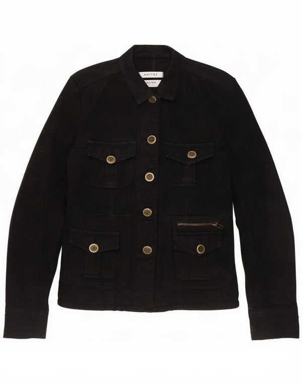 Zara Womens Trafaluc Utility Jacket UK 14 Medium Black Cotton