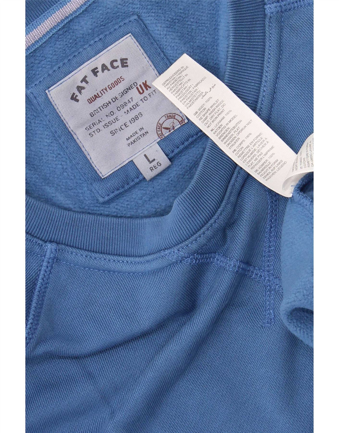 Fat Face Herren-Oberteil mit normaler Passform, langärmelig, groß, aus blauer Baumwolle