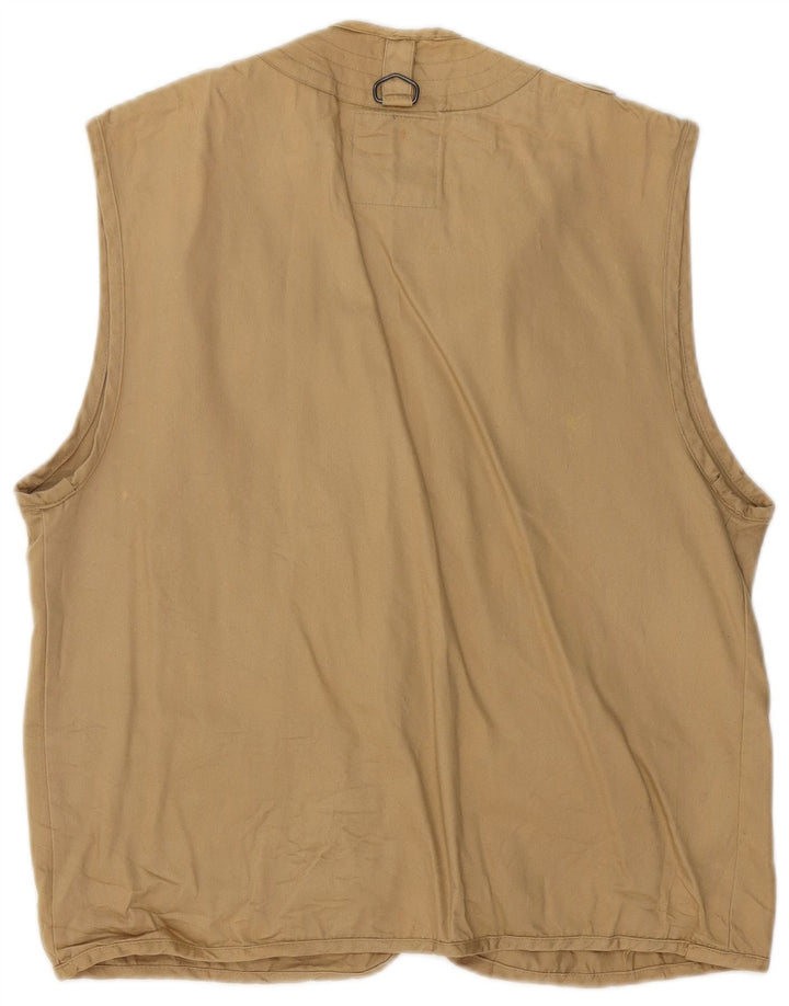 Vintage Herren Utility Gilet UK 38 Mittelbeige Baumwolle