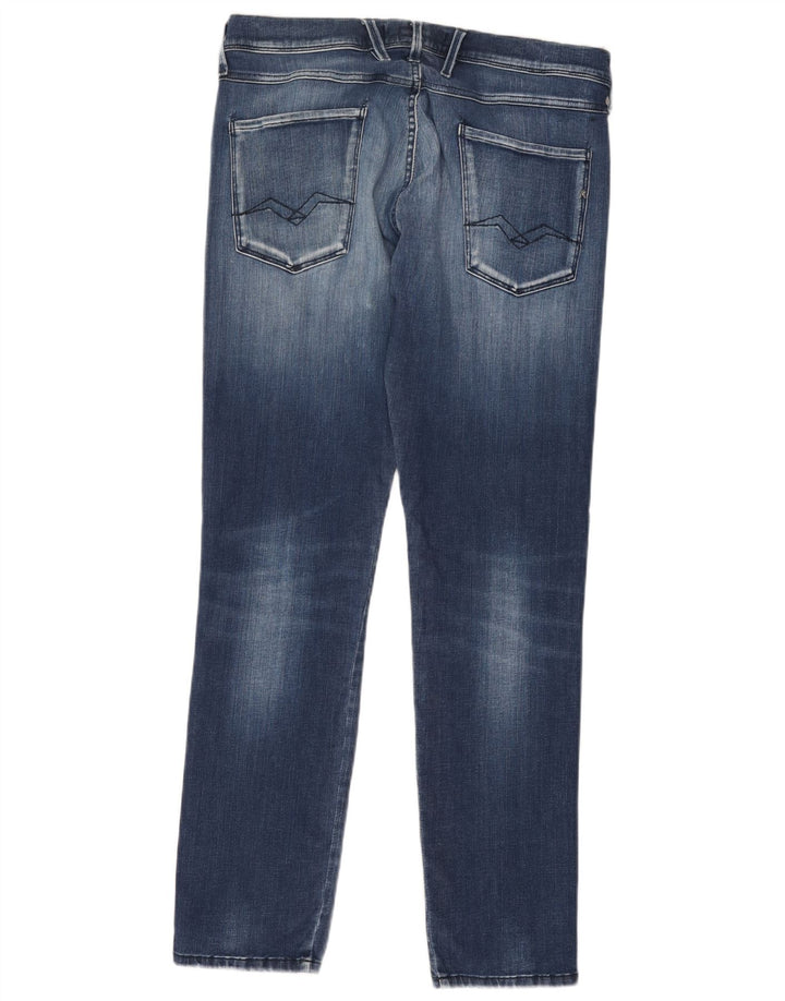 REPLAY Damen Slim Jeans W34 L31 Marineblau