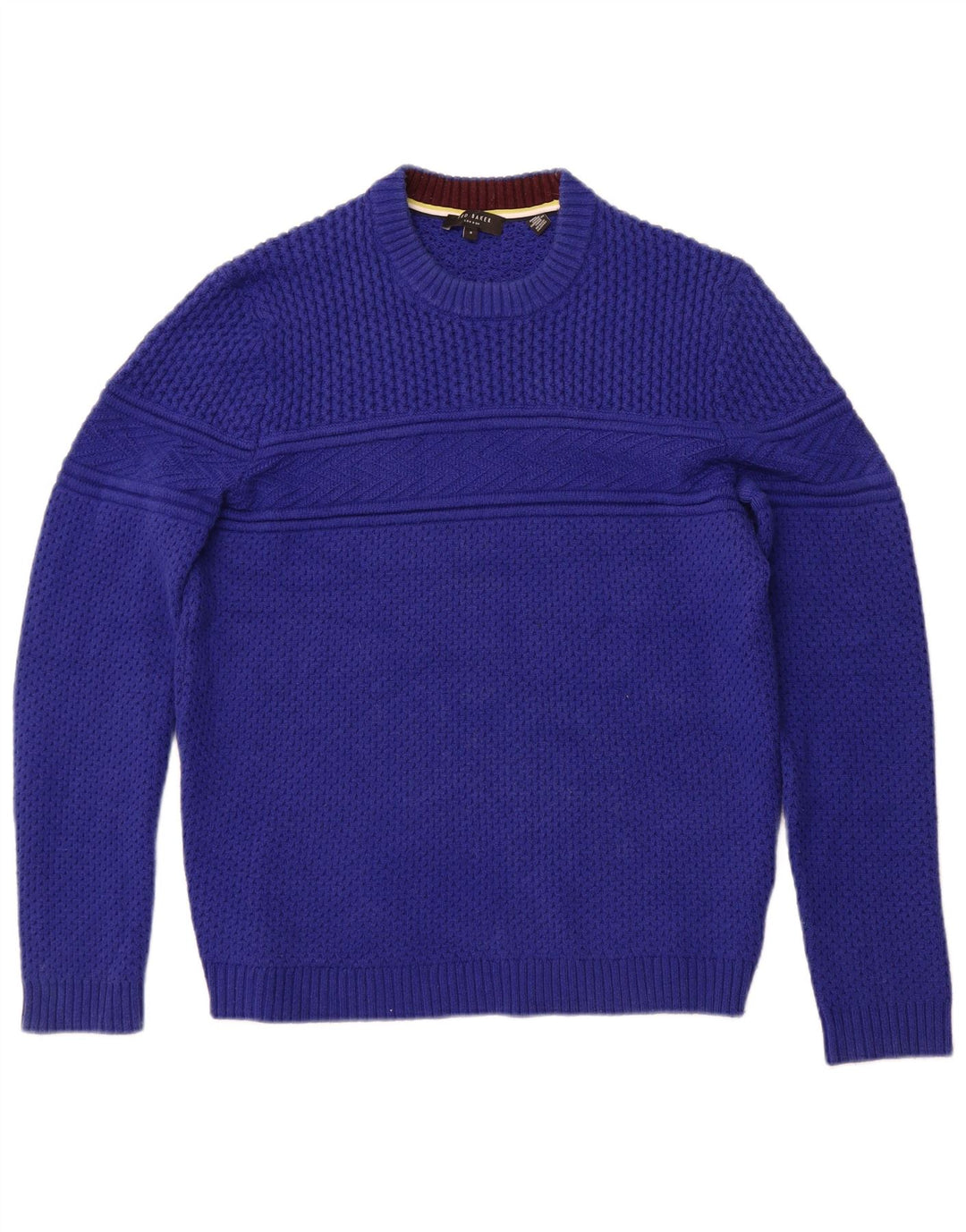 TED BAKER Herren-Pullover mit Rundhalsausschnitt, Größe 3, mittelblaue Baumwolle