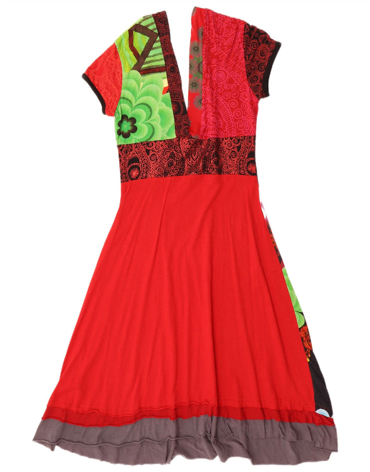 Desigual Damen Grafik-A-Linien-Kleid, Gr. 10, klein, mehrfarbig, mit Blumenmuster