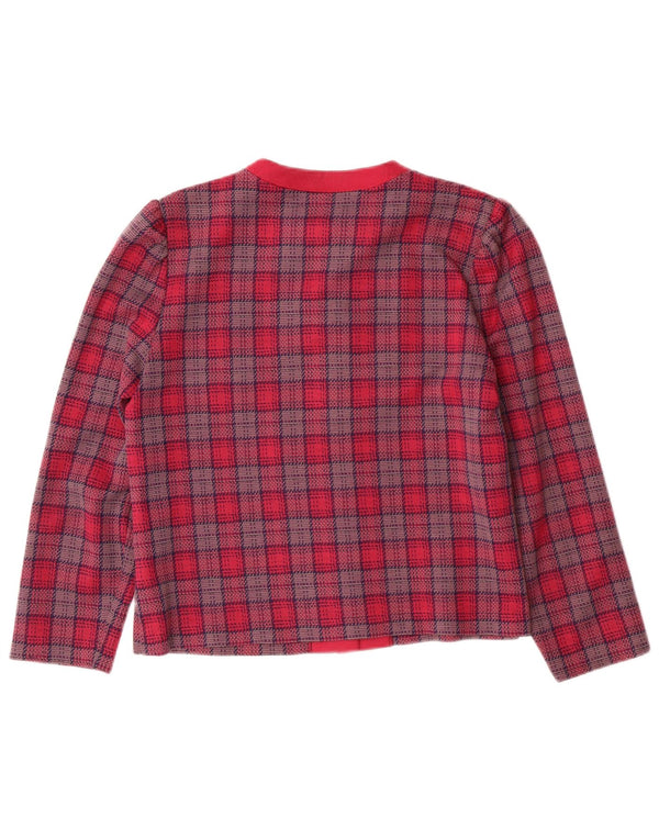 Vintage Damen 5-Knopf-Blazer-Jacke, UK 14, mittelrosa kariert, klassisch