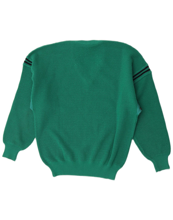 North Pole Herren-Pullover mit V-Ausschnitt, groß, grün gestreift, Wolle
