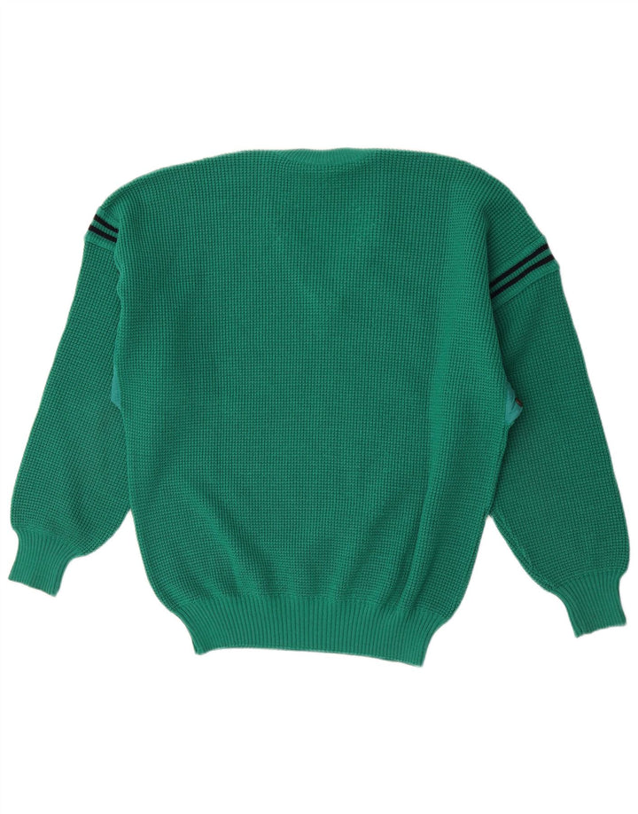 North Pole Herren-Pullover mit V-Ausschnitt, groß, grün gestreift, Wolle