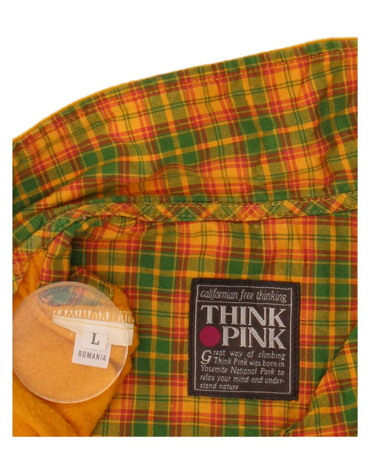 Think Pink Herren-Fleecepullover mit Reißverschluss am Hals, Größe L, Gelb