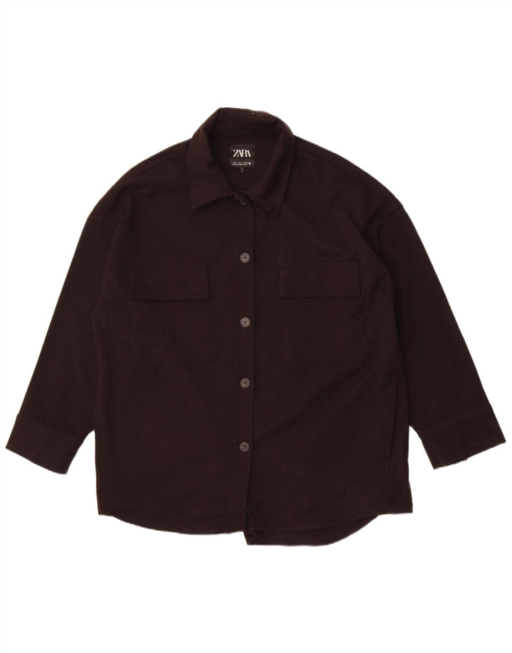 Zara Damen Übergroße Bomberjacke UK 16 Large Schwarz Polyester