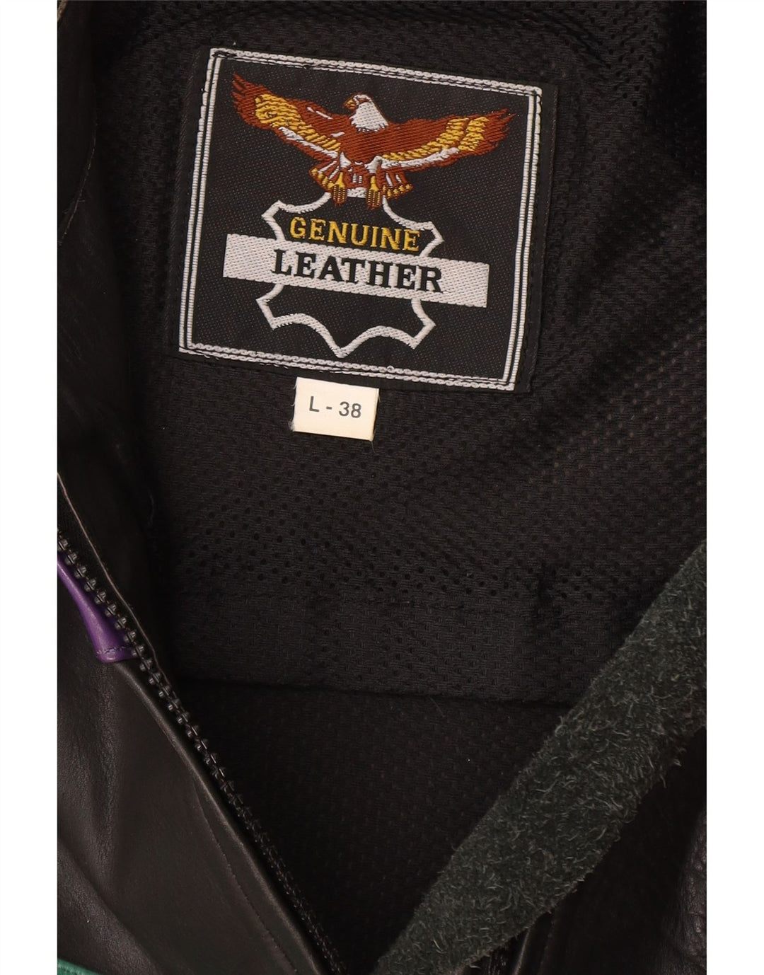 ROLEFF Damen Crop Jacke UK 14 Großes schwarzes Colourblock-Leder-Motorrad