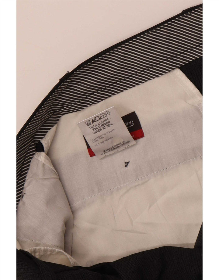 Gerade Herren-Anzughose von Marks & Spencer, Breite 38, Länge 29, Schwarz, Nadelstreifen
