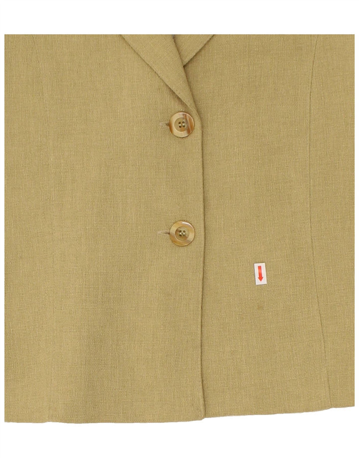 VINTAGE Womens 2 Button Blazer Jacket UK 16 Large Khaki Polyester Vintage Vintage and Second-Hand Vintage from Messina Hembry 