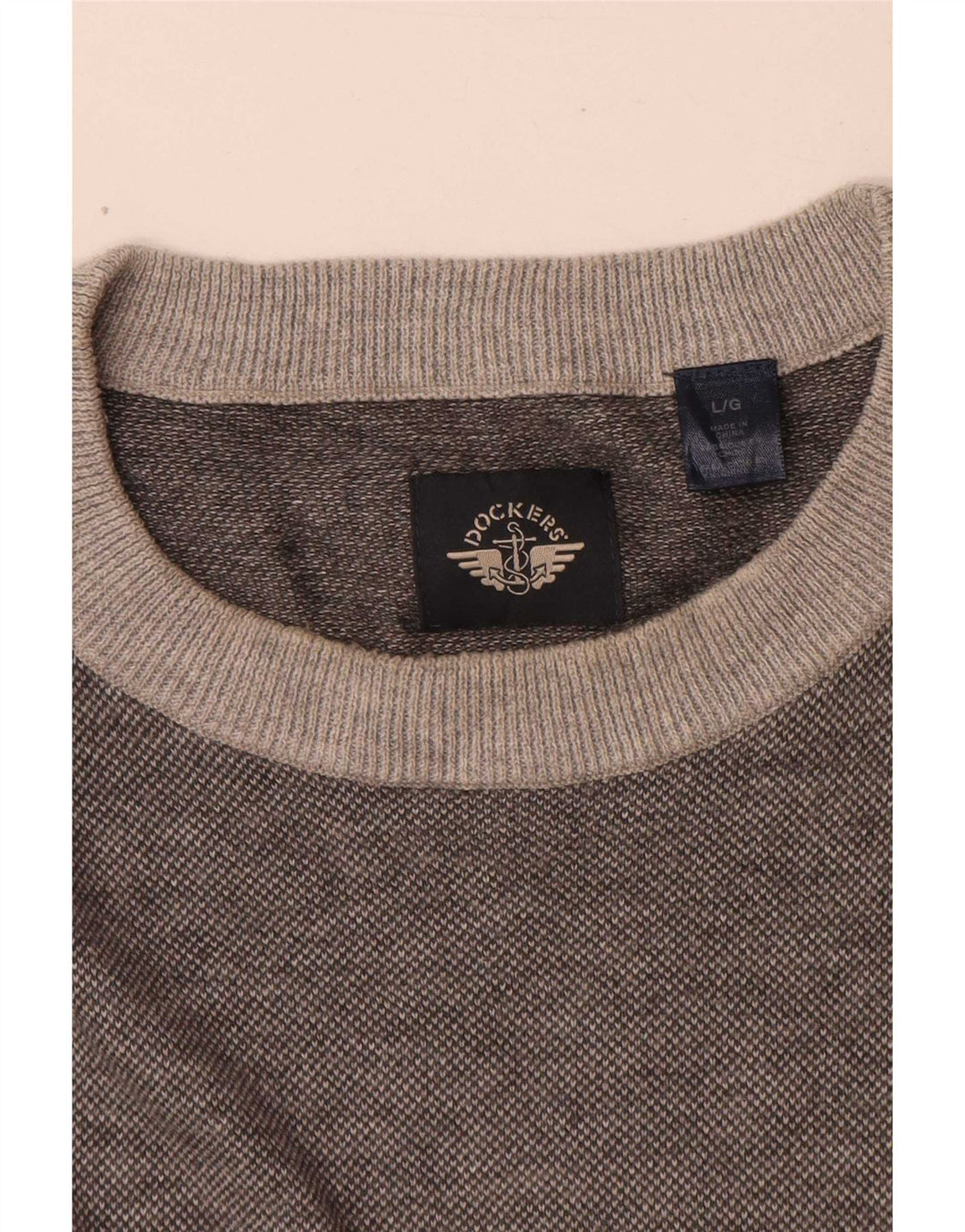Dockers Herren-Pullover mit Rundhalsausschnitt, groß, grau meliert