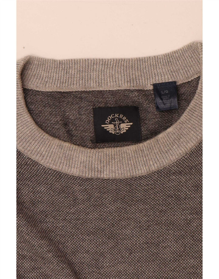 Dockers Herren-Pullover mit Rundhalsausschnitt, groß, grau meliert