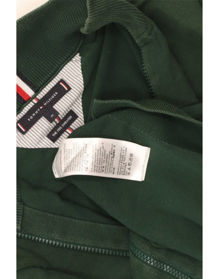Tommy Hilfiger Herren-Cardigan mit durchgehendem Reißverschluss, mittelgrüne Baumwolle
