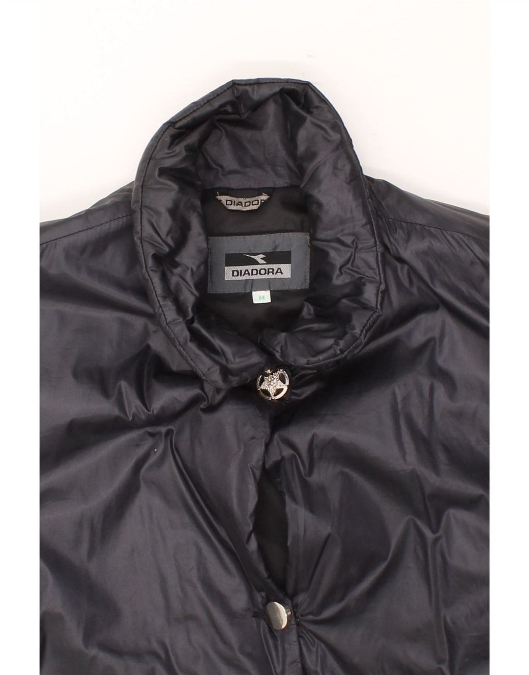 DIADORA Womens Windbreaker Coat UK 14 Medium Navy Blue Polyamide Vintage Diadora and Second-Hand Diadora from Messina Hembry 