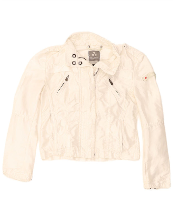 PEUTEREY Damen Crop Bomberjacke IT 40 Small Weiß