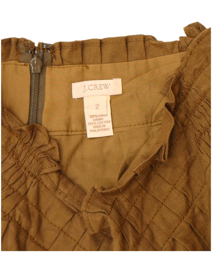 J. Crew Damen ausgestellter Rock US 2 XS W26 Khaki Leinen