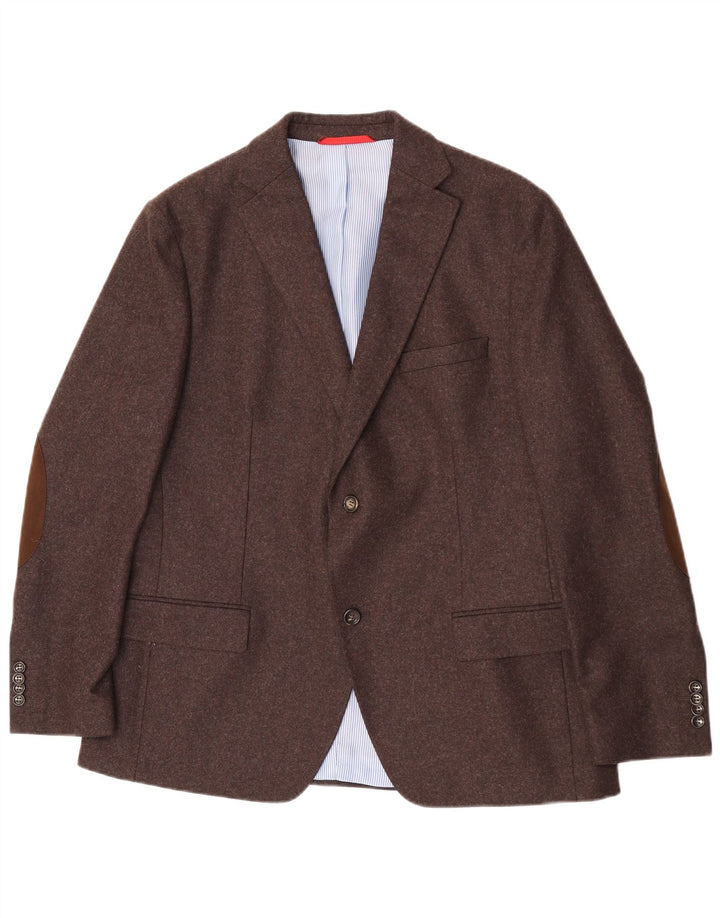Sarar Herren-Blazer mit 2 Knöpfen, UK 40, große braune Wolle