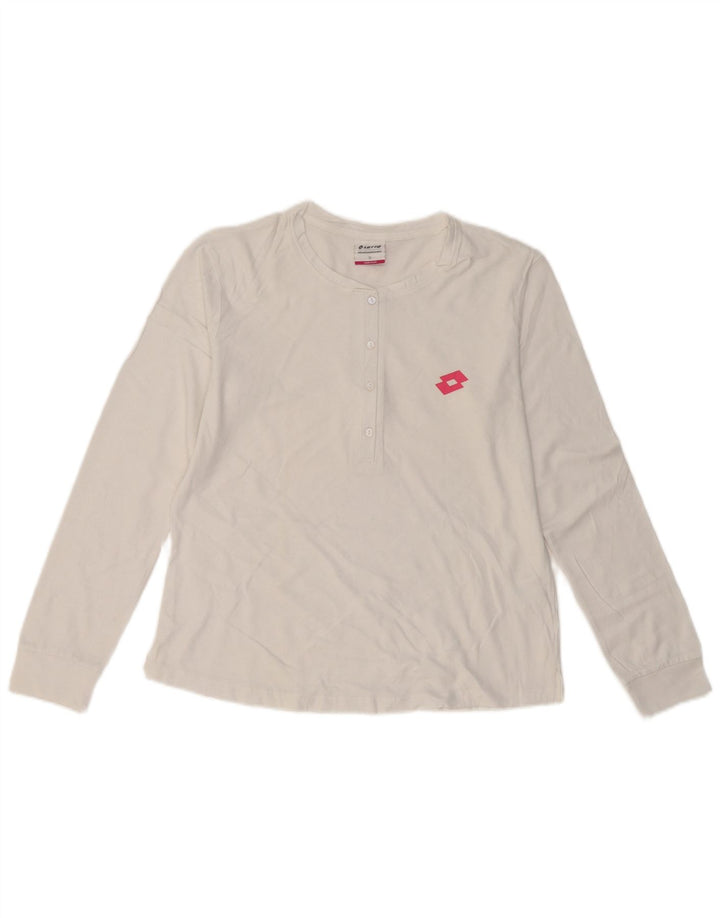 Lotto Damen Top Langarm UK 10 Small Weiße Baumwolle