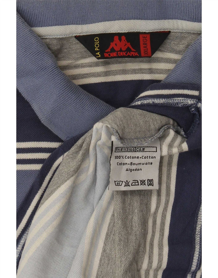 Kappa Herren Poloshirt 2XL blau gestreift aus Baumwolle