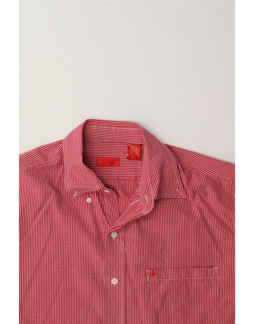 IZOD Mens Shirt Medium Red Check Cotton Vintage Izod and Second-Hand Izod from Messina Hembry 