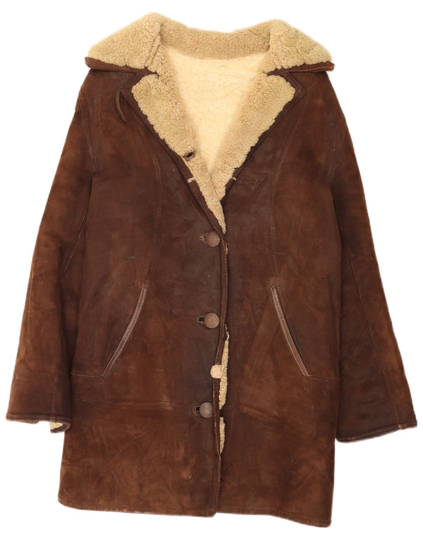 Vintage Damen Lammfellmantel UK 14 Mittelbraun