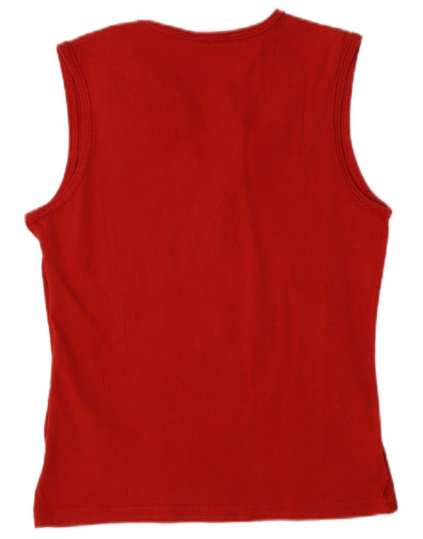 Puma Womens Graphic Vest Top UK 10 Small Rote Baumwolle