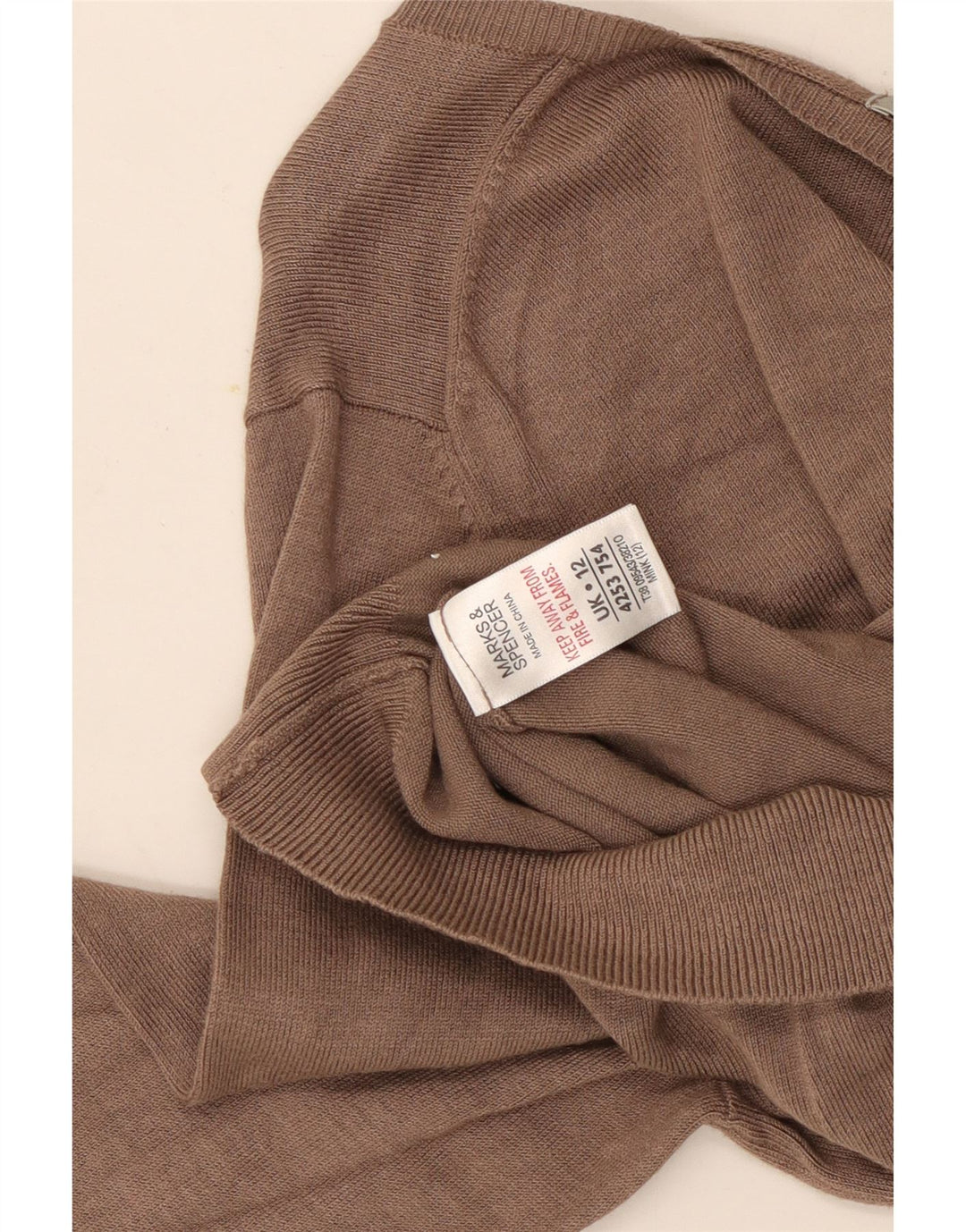 Marks & Spencer Damen-Pullover mit V-Ausschnitt, UK 12, mittelbraune Viskose