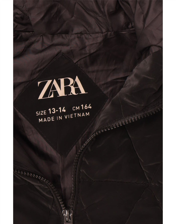 Zara Wattierte Jacke mit Kapuze für Mädchen, 13–14 Jahre, Schwarz