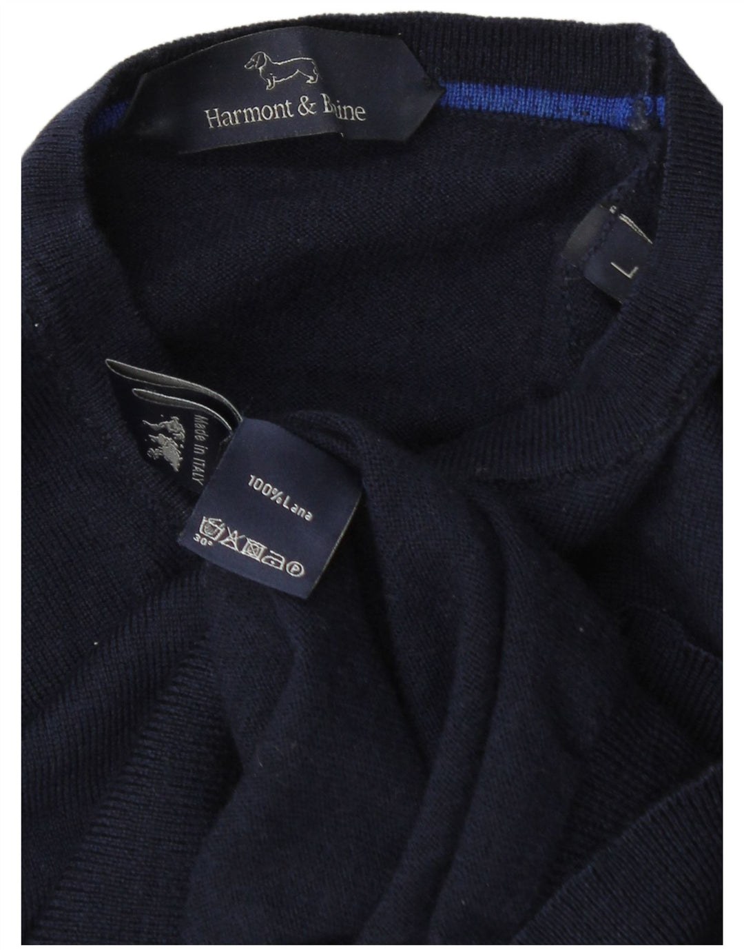Harmont & Blaine Herren-Pullover mit Rundhalsausschnitt, groß, marineblaue Wolle