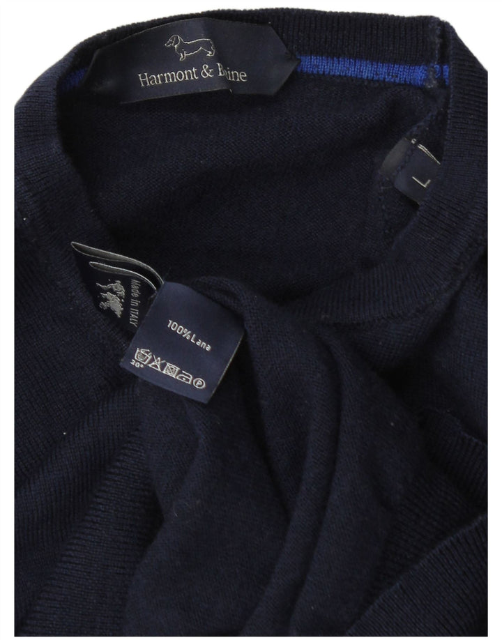 Harmont & Blaine Herren-Pullover mit Rundhalsausschnitt, groß, marineblaue Wolle