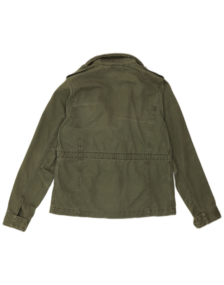 Superdry Damen Militärjacke UK 14 Large Grüne Baumwolle