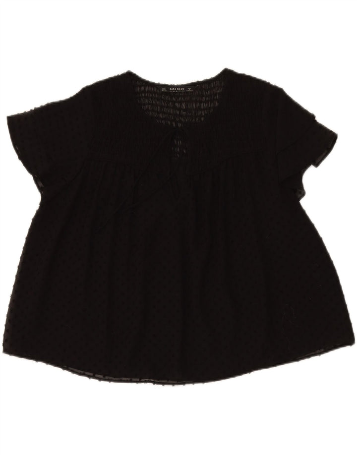 ZARA Womens Blouse Top UK 16 Large Black Vintage Zara and Second-Hand Zara from Messina Hembry 