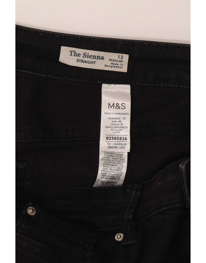 Marks & Spencer Damen The Sienna Straight Jeans UK 12 Medium W32 L30 Schwarz