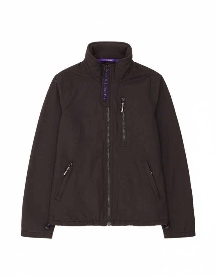 SUPERDRY Womens The Windhiker Windbreaker Jacket UK 10 Small Black