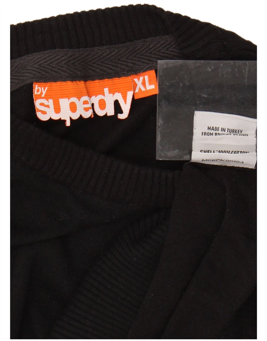 SUPERDRY Herren-Pullover mit Rundhalsausschnitt, XL, schwarze Baumwolle