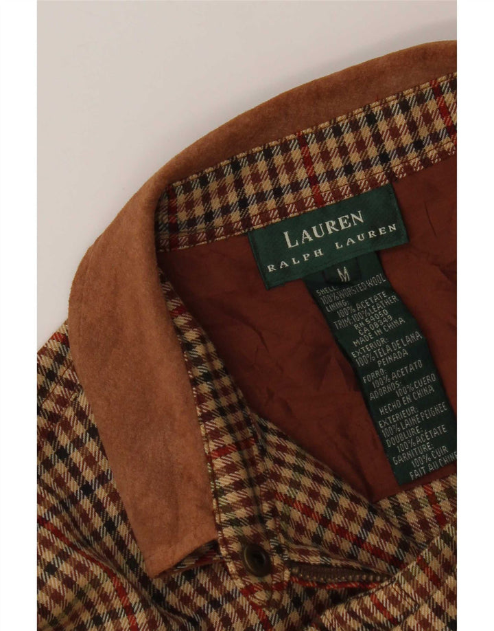 Ralph Lauren Damen Flanellhemd UK 14 Mittelbraunes Hahnentrittmuster aus Acetat