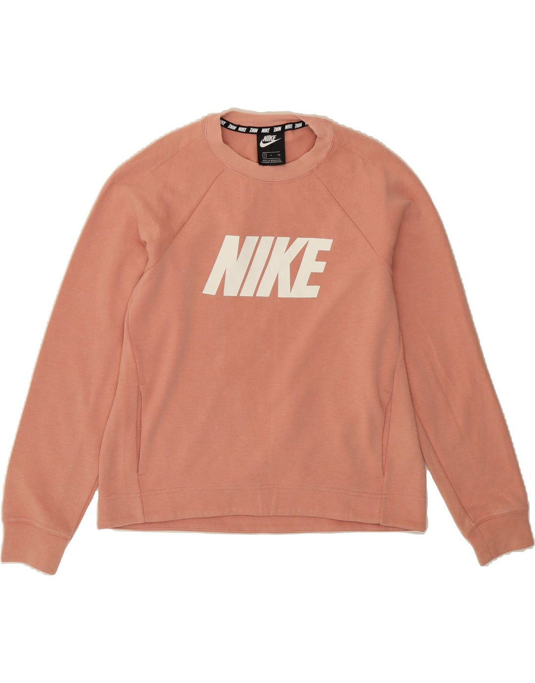 NIKE Womens Oversized Graphic Sweatshirt Jumper UK 10 Small Pink Cotton Vintage Nike and Second-Hand Nike from Messina Hembry 