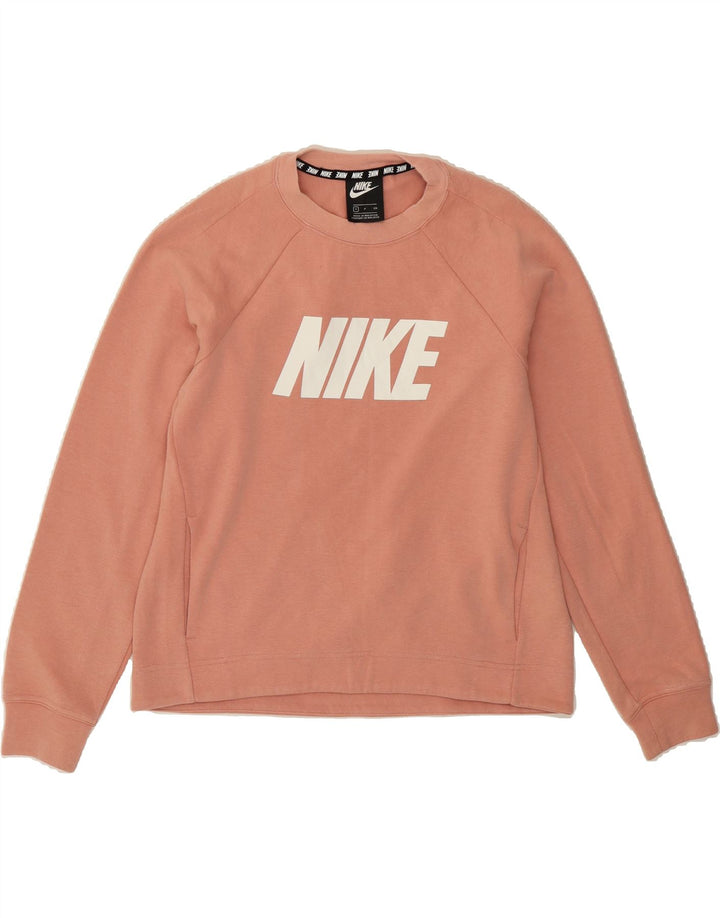 NIKE Womens Oversized Graphic Sweatshirt Jumper UK 10 Small Pink Cotton Vintage Nike and Second-Hand Nike from Messina Hembry 