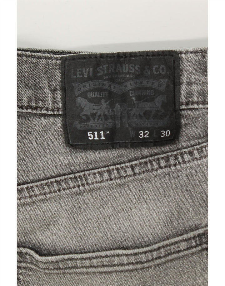 Levi's Herren 511 Distressed Slim Jeans 32 L30 Graue Baumwolle