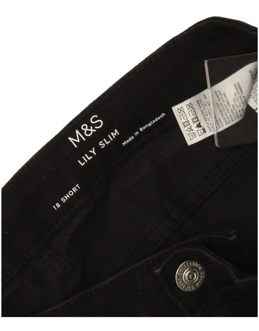 MARKS & SPENCER Damen Lily Slim Jeans UK 18 XL W36 L26 Schwarze Baumwolle