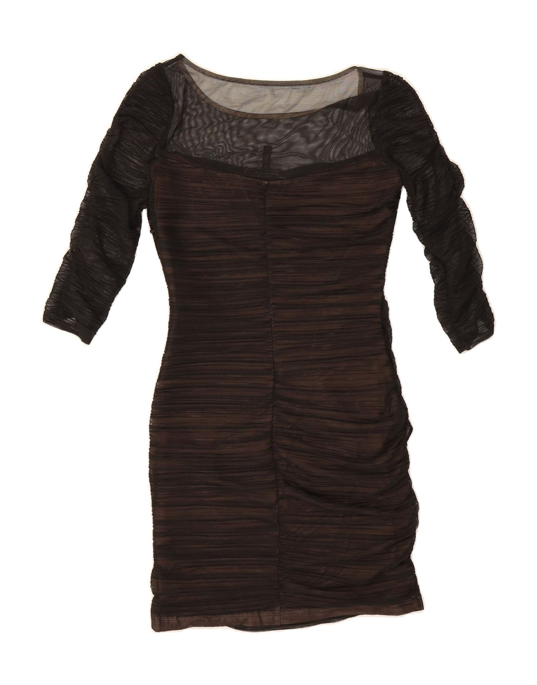 BCBGMAXAZRIA Womens 3/4 Sleeve Bodycon Dress UK 10 Small Brown Polyester Vintage BCBGMAXAZRIA and Second-Hand BCBGMAXAZRIA from Messina Hembry 