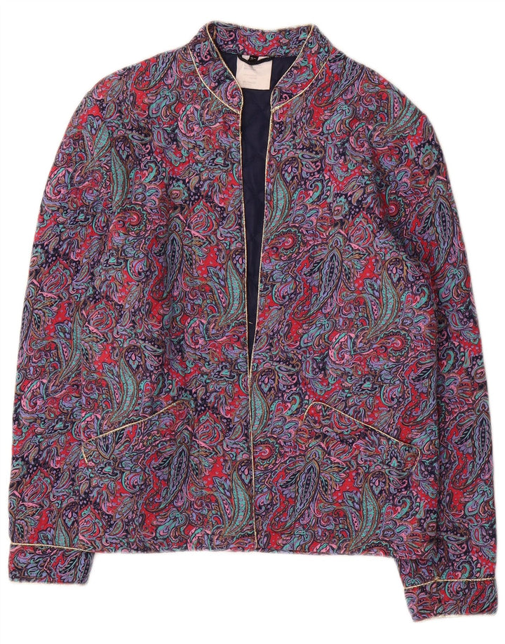 Vintage Damen Wattierte Jacke IT 36 Small Lila Paisley Viskose