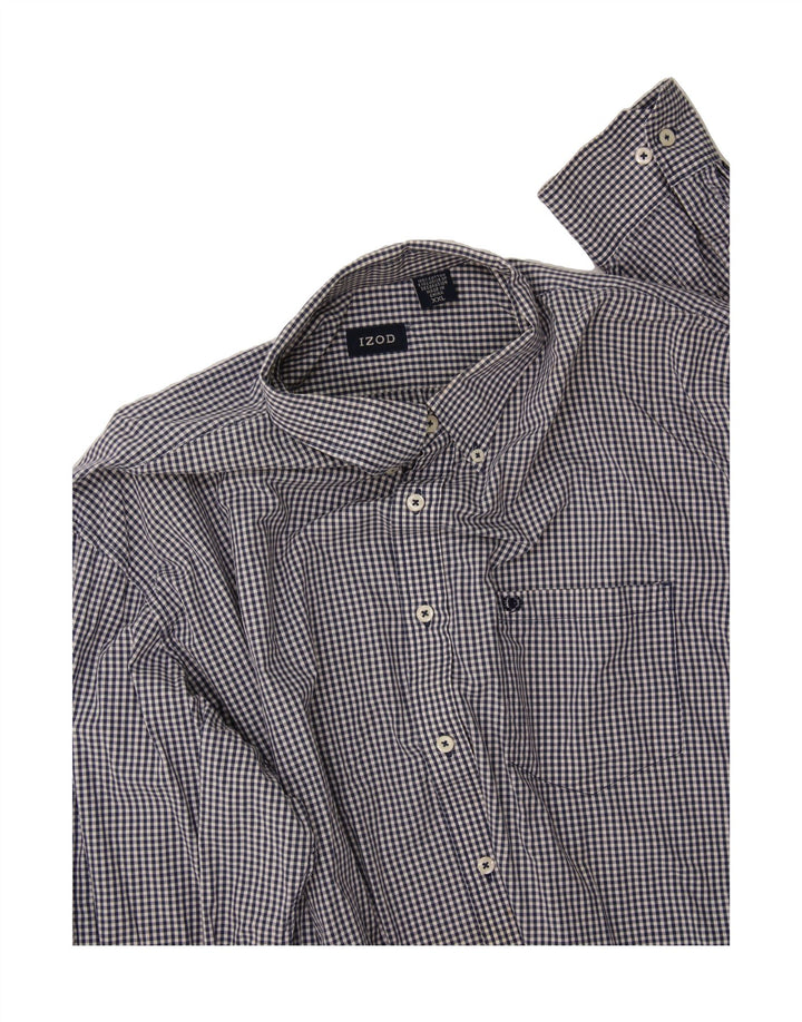 IZOD Mens Shirt 2XL Navy Blue Gingham Vintage Izod and Second-Hand Izod from Messina Hembry 