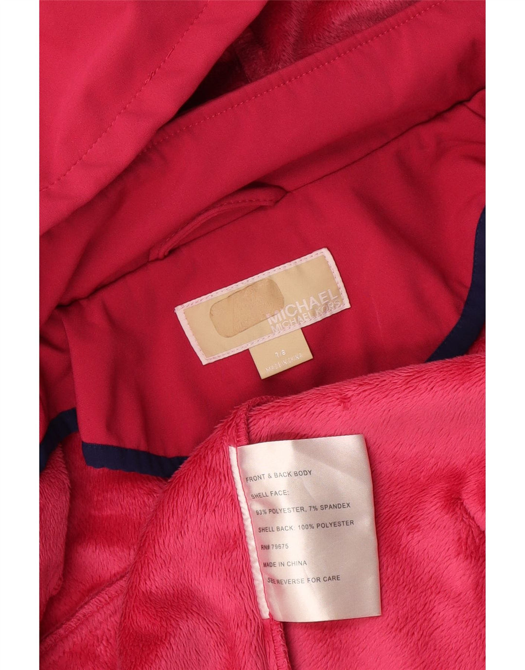 Michael Kors Mädchen-Windbreakerjacke mit Kapuze, 7–8 Jahre, rosa, Polyester