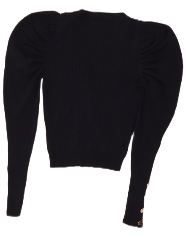 Zara Damen Crop Cardigan Pullover UK 8 Small Marineblaue Viskose