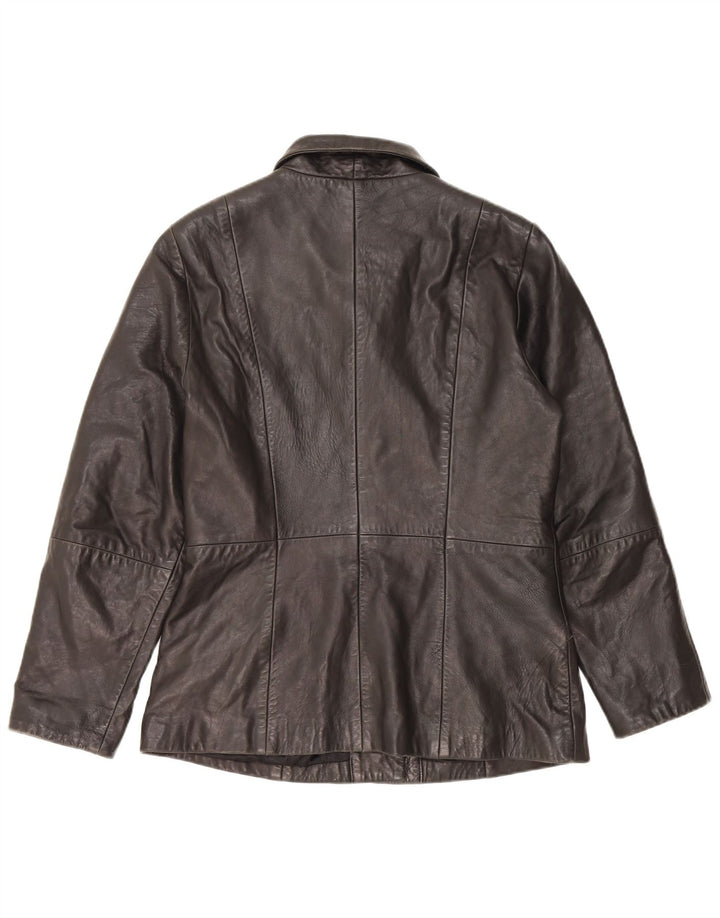 MAURITIUS Damen-Blazerjacke aus Leder mit 3 Knöpfen, UK 18, XL, schwarzes Leder