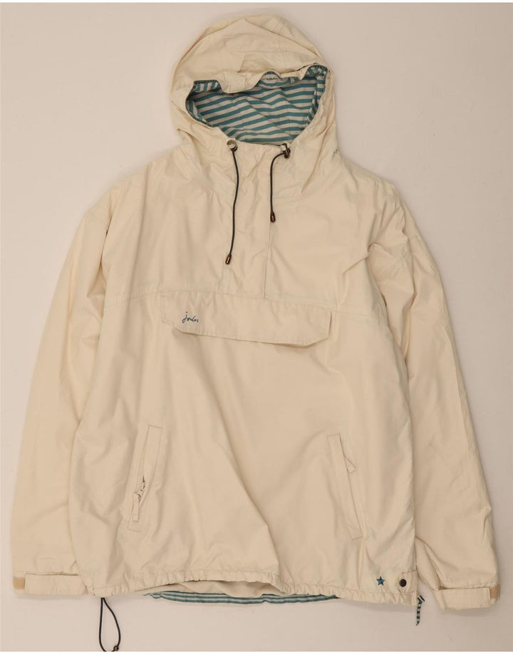 Joules Womens Hooded Oversized Anorak Jacket UK 16 Large Weiß Polyester