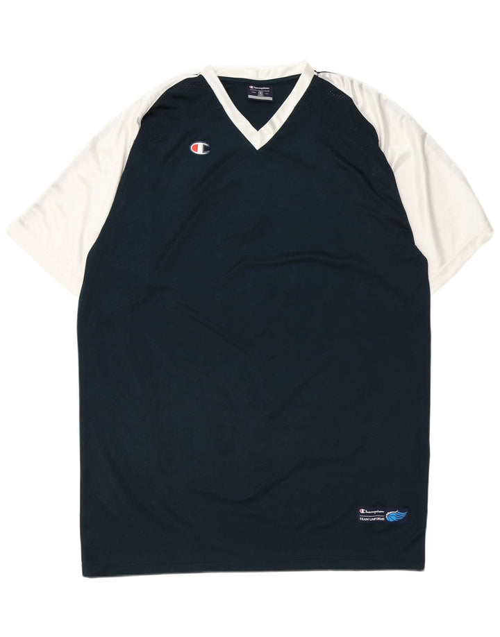 Champion Herren T-Shirt Top XL Marineblau Colourblock Polyester